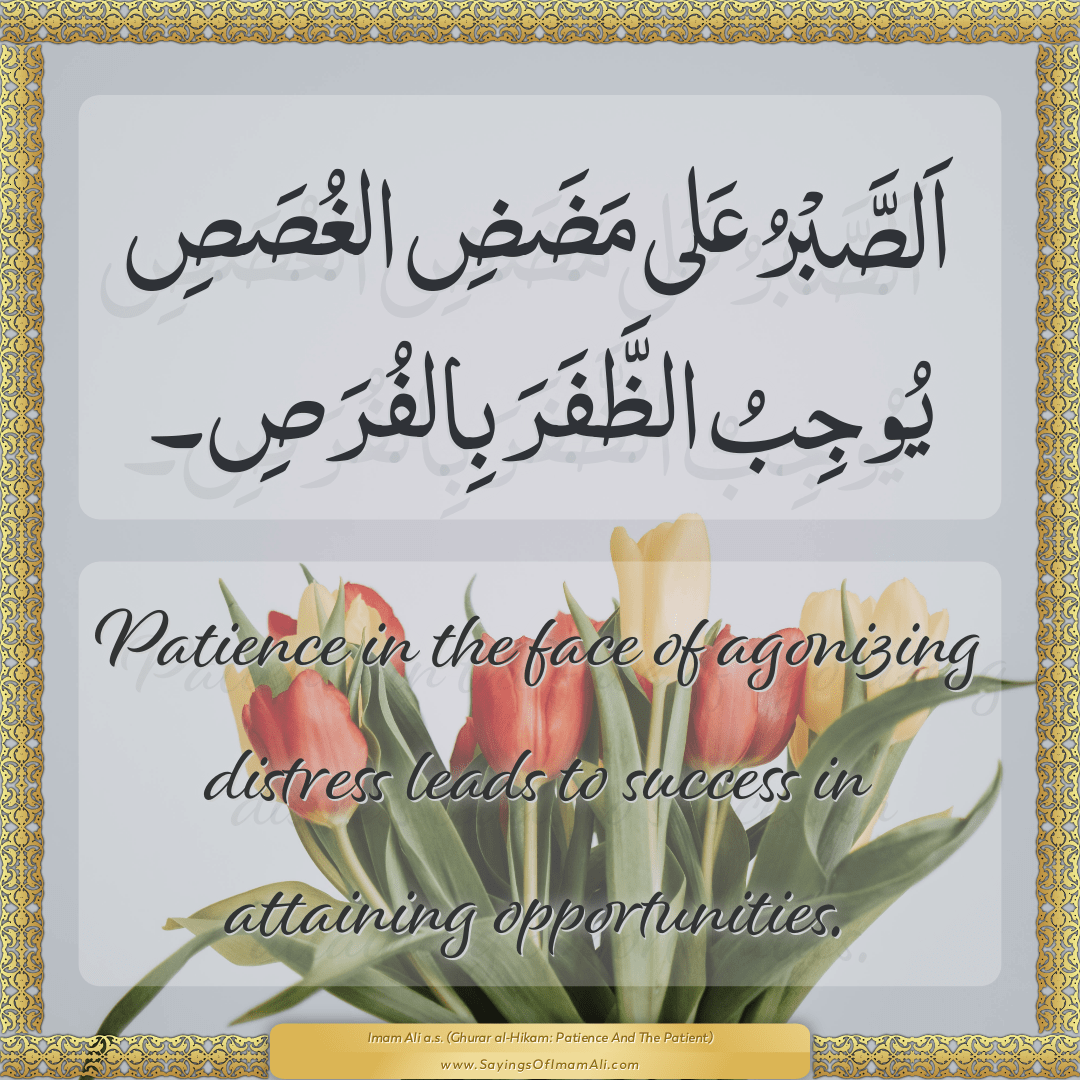 Patience in the face of agonizing distress leads to success in attaining...